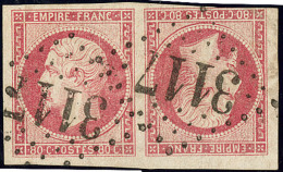 Tête-bêche. No 17B, Paire Cdf (cases 149-150), Un Ex Filet Touché Mais Très Frais Et TB D'aspe - 1853-1860 Napoleone III