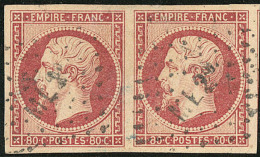No 17A, Paire, Un Voisin, Obl Ambulant "ML 2°". - TB - 1853-1860 Napoleon III