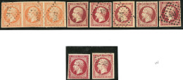 Nos 16 Bande De Trois, 17A(5), 17B(2), Nuances Et Obl Diverses. - TB - 1853-1860 Napoleone III