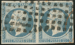 No 15, Paire Obl Gros Points, Froissure Sur Un Ex. - TB - 1853-1860 Napoléon III