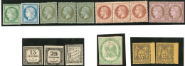 Réimpression. Nos 2f, 4f, 11(3), 26I Bande De Trois, 58 Paire, 93(2), Taxe 3, 5, 20, Télégraphe 2, - 1849-1850 Cérès