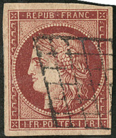 No 6A (Maury 7d), Rouge Brun, Obl Grille, Jolie Pièce. - TB. - R (N°Yvert) - 1849-1850 Ceres
