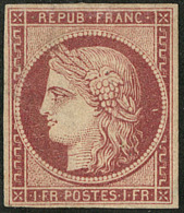 No 6, Carmin Foncé, Réparé Et Regommé, TB D'aspect - 1849-1850 Cérès