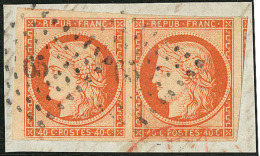 No 5, Paire, Deux Voisins, Obl Pc 65 Sur Petit Fragment. - TB - 1849-1850 Ceres