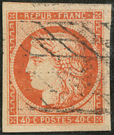 No 5, Orange, 2 Voisins, Obl Grille Sans Fin. - TB - 1849-1850 Cérès