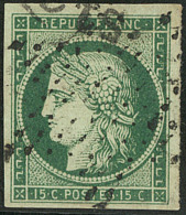 No 2d, Vert Très Foncé, Obl étoile, Très Belle Nuance. - TB. - R - 1849-1850 Cérès