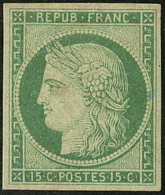 No 2, Vert, Infime Tache D'encre Au Verso Mais Jolie Pièce. - TB. - RR - 1849-1850 Ceres