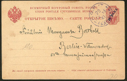 Bureaux Russes. Entier Postal CP 20pa Rose Type Aigle, Obl Salonique, Pour Berlin Sans Arr. - TB - Levante