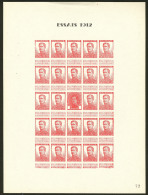 BELGIQUE. "Essai 1912". Bloc-feuillet Composé De 24 Ex N°111 25c Rouge + N°135 Sans La Faciale, Au Centre - Altri & Non Classificati