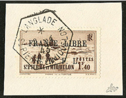 France-Libre. No 265, Obl Cad Hexagonal "Langlade" Sur Petit Fragment. - TB - Altri & Non Classificati