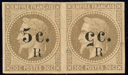 Chiffre "5" Renversé. No 5b, En Paire Avec Normal, Fortes Charnières Mais TB. - RR - Andere & Zonder Classificatie