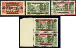 Variétés. Nos 117a, 118 Surch. Renv. (Maury 115e), 118b (3 Dont Paire Verticale Bdf Faible Et La 3è - Andere & Zonder Classificatie