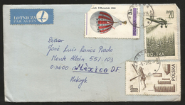 J) 1982 POLAND, AIR BALLOON AND FLYING AIRPLANES, COMPETE LETTER, AIRMAIL, CIRCULATED COVER, FROM WARSAWA TO MEXICO - Sin Clasificación