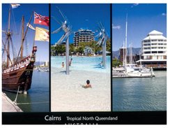 (143)  Australia -  QLD - Cairns With Sailing Ship ? In Port (maybe From India ?)   (with Stamp) - Cairns