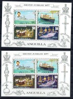 1977  Queen Elizabeth Silver Jubilee, Souvenir Sheet Of 4, Same Overprinted Royal Visit ** - Anguilla (1968-...)