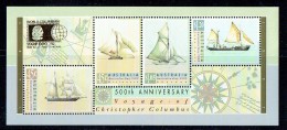 1992 500th Ann Voyage Of Christopher Columbus Souvenir Sheet Overprinted «World Columbian Stamp Expo - Chicago&raq - Mint Stamps