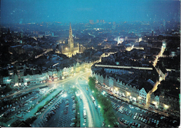 BRUXELLES (1000) : "Bruxelles Au Crépuscule" - Vue Aérienne Nocturne Des Environs De La Grand Place. CPSM Rare. - Bruxelles La Nuit