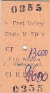 Tickets Billets 1996 RAILWAY, FAST TRAIN, EFORIE - CLUJ, - CLASS 2, ROMANIA. - Europa