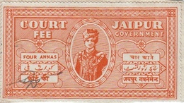 INDIA JAIPUR PRINCELY STATE 4-ANNAS COURT FEE STAMP 1938-48 GOOD/USED - Jaipur