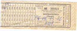 TICKET BILLET RAILWAY FAST TRAIN RAPID/EXPRESS,1990 ROMANIA. - Europe