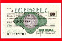 MINIASSEGNI - BANCO DI SICILIA  - L. 100 - Nuovo - FdS - [10] Assegni E Miniassegni