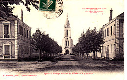 40 Cpa MORCENX  ECOLE Et EGLISE - Morcenx