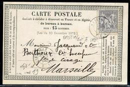 CORSE - N° 66 / CPP OBL. " BASTIA / BAT. A VAP. LE 25/8/1876 - B - Maritieme Post