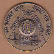 AC - AA ALCHOLICS ANONYMOUS 11 MONTH RECOVERY SOBRIETY  MADE IN USA CHALLANGE COIN - Otros & Sin Clasificación