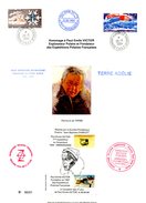 TAAF. Hommage à Paul-Emile Victor Pour Ses 77 Ans. Cachets Du 28 Juin 1984. - Polar Explorers & Famous People