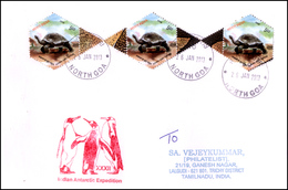 India, 32nd INDIAN ANTARCTIC EXPEDITION Cover, 2013, Expeditions, Antarctica, POLAR, Penguin, Bird, Animal Tortoise RARE - Spedizioni Antartiche