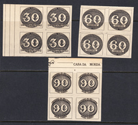 Brazil 1943 Mint No Hinge, Blocks, Sc# 609-611 , Yt 407-409, Mi 633-635 - Nuevos