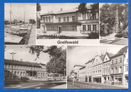 Deutschland; Greifswald; Multibildkarte Mit Hafen Wieck Und Bahnhof - Greifswald