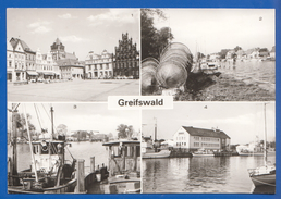 Deutschland; Greifswald; Multibildkarte Mit Ryck, Hafen Und August Lütgens - Greifswald