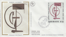 Enveloppe  FDC  1er  Jour   DANEMARK   Robert   JACOBSEN   Emission  Commune  Avec  La  France  1988 - FDC