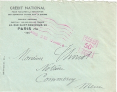 3895 PARIS 2 Bis Lettre Entête CREDIT NATIONAL EMA Havas A 0125 50 C  Ob 12 01 1928 - EMA ( Maquina De Huellas A Franquear)