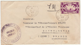 ESC FM 1F O. Uturoa Ile Raiatea Service Médical Des Iles Sous Le Vent 1945 (2 Scans) - Cartas & Documentos