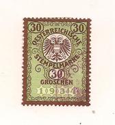 1 Austria Revenue Republik 1934 Schillingwährung 30 Groschen Gebraucht - Farbunterschied - Fiscale Zegels