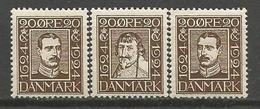 DANEMARK N° 161 / 162 / 164 NEUF* TRACE DE CHARNIERE / MH - Neufs