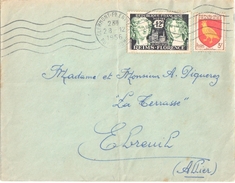3870 CLERMONT FERRAND Lettre 12 F Reims Florence 3 F Blason Aunis Yv  1004 1061 Ob 28 12 1956 - Lettres & Documents