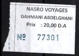 Algeria Ticket Bus Transport Urbain - Annaba - Urbain Nasro Voyages Billete De Autobús Biglietto Dell'autobus - Wereld