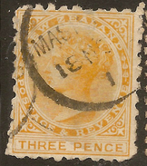 NZ 1882 3d SSF P10 SG 221 U #ZS851 - Used Stamps