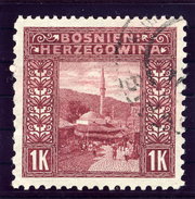 BOSNIA & HERZEGOVINA 1906 1 Kr. Perforated 12½:10½:10½:9¼ Used  Michel 42G, SG 199M Cat £60 - Bosnie-Herzegovine