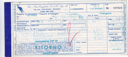 NAVE  " CANGURO ROSSO " /   Ticket _ Biglietto  (Napoli - Palermo ) _ 1970 - Europa