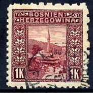 BOSNIA & HERZEGOVINA 1906 1 Kr. Perforated 6½:6½:9¼:9¼ Used  Michel 42G, SG 199G Cat £65 - Bosnie-Herzegovine