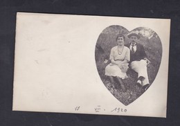 Carte Photo Lapoutroie (68)  - Genealogie Desire Haemmerle Et Son Amie Georgette Le 15 Aout 1920 - Coeur - Lapoutroie