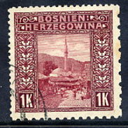 BOSNIA & HERZEGOVINA 1906 1 Kr. Perforated 12½:6½:9¼:12½ Used  Michel 42G, SG 199E Cat £100 - Bosnie-Herzegovine