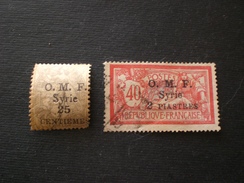 SYRIE SYRIA SIRIA 1921 French Postage Stamps Surcharged & Overprinted "O.M.F. - Syrie" - "Value" In 2 Lines - Gebruikt