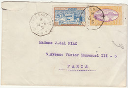 ESC 50c Guadeloupe  O. Cachet Maritime Colon à Bordeaux L.D.n°1 -> Paris 1931 - Covers & Documents