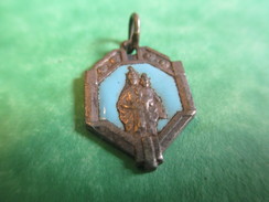 Médaille Religieuse Ancienne/Vierge à L'enfant/Cœur Du Christ/Bronze Nickelé Cloisonné émaillé/débutXXéme CAN343 - Religion &  Esoterik