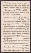 LIEGE SAINT-RAPHAEL Baronne Claire De TORNACO 29 Ans 1930 Souvenir Mortuaire Noblesse DP - Overlijden